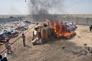 Collectors of customs (Enforcement) carried out the destruction of confiscated contraband goods of 15oo million at Crystal model town Gunju Takar.