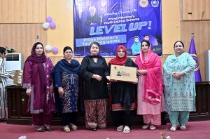 MPA, Qudsia Batool, along with Prof. Dr. Kanwal Ameen (T.I.), Vice Chancellor GCWUF distribute Laptops among 637 students under Prime Minister Laptop Scheme at Government College Women University Faisalabad.