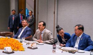 Chairman Senate of Pakistan, Syed Yousuf Raza Gilani, attends a high-level breakfast hosted by Samdech Akka Moha Sena Padei Techo Hun Sen, President of the Senate of Cambodia, in Phnom Penh, Kingdom of Cambodia