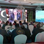Federal Minister for Finance and Revenue Muhammad Aurangzeb addressing through video link at the Pakistan Climate Conference 2026, organized by the Overseas Investors Chamber of Commerce and Industry (OICCI), at a local hotel