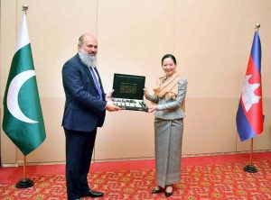 m Kamal Khan and Cham Nimul during a delegation-level meeting to strengthen Pakistan-Cambodia trade, industrial cooperation and supply chain integration.