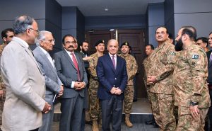 Prime Minister Muhammad Shehbaz Sharif is being briefed on the Pakistan-Afghanistan situation by the Military leadership