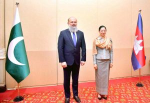 m Kamal Khan and Cham Nimul during a delegation-level meeting to strengthen Pakistan-Cambodia trade, industrial cooperation and supply chain integration.