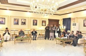 President Asif Ali Zardari offers condolences at the residence of MPA Mumtaz Ali Chang on the demise of his mother