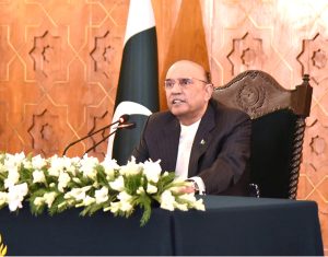 President Asif Ali Zardari addresses the participants of the 6th International Workshop for Leadership and Stability (IWLS) during an interactive session at Aiwan-e-Sadr.
