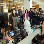 Federal Minister for Information Technology and Telecommunication Shaza Fatima Khawaja interacting with students on the occasion of women hackathon under Indus AI Week 2026 at Zaitoon IT Park of Saylani Welfare International Trust