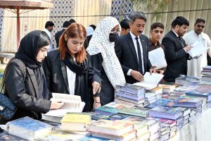 Lawyers viewing the displayed stuff at a books stall during Law Books Festival 2026 at District Court arranged by District Bar Association