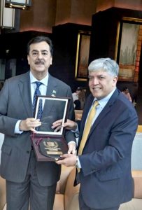 Ambassador of Pakistan to UAE Shafqat Ali Khan, calls on Syed Yousaf Raza Gillani Chairman Senate of Pakistan.