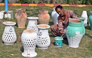 A beautiful view of spring flowers show organized by the Mayor Municipal Corporation Larkana Adv Anwar Ali Luhur at Jinnah Bagh