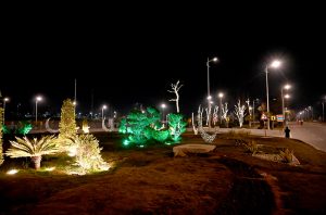 The greenbelt of Jinnah underpass is beautifully decorated with colorful lights during the holy month of Ramazan