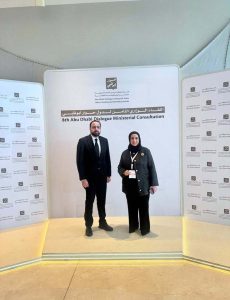 Federal Minister for Overseas Pakistanis and HRD, Chaudhry Salik Hussain met with H.E. Rabab Abdullah Al-Osaimi, Director-General of Kuwait's Public Authority for Manpower, on the sidelines of the Abu Dhabi Dialogue 2026.