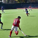 A view of the hockey final match between Bannu and Peshawar teams during the 3rd Chief of Army Staff National Inter-Club Hockey Championship 2026 at Qayum Sports Complex.