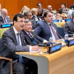 A Pakistan Parliamentary Delegation led by Chairman Senate, Syed Yousaf Raza Gilani, addressing the 2026 IPU Parliamentary Hearing at the UN Headquarters.