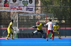 Action-packed moments from the hockey match between Sargodha Jockey Club and Bahawalpur during the 3rd Chief of Army Staff National Inter-Club Hockey Championship, organized by the Sports Department and Pakistan Hockey Federation.