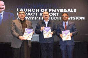 Chairman Prime Minister's Youth Programme Rana Mashhood Ahmad Khan at the launch of PMYB&ALS Impact Report and Fintech Division.