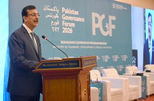 Chairman Senate of Pakistan, Syed Yousaf Raza Gillani, addressing the concluding session of the two-day flagship event of the Ministry of Planning — "Pakistan Governance Forum 2026" at a local hotel