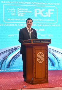 Chairman Senate of Pakistan, Syed Yousaf Raza Gillani, addressing the concluding session of the two-day flagship event of the Ministry of Planning — "Pakistan Governance Forum 2026" at a local hotel