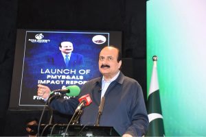 Chairman Prime Minister's Youth Programme Rana Mashhood Ahmad Khan at the launch of PMYB&ALS Impact Report and Fintech Division.