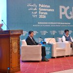 Federal Minister for Planning, Development & Special Initiatives, Prof. Ahsan Iqbal, addressing the concluding session of the two-day flagship event of the Ministry of Planning — "Pakistan Governance Forum 2026" at a local hotel