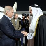 Prime Minister Muhammad Shehbaz Sharif is being received by Minister of State for Foreign Affairs of State of Qatar, H.E. Dr. Muhammad bin Abdulaziz Al-Khulaifi at King Hammad International Airport, as he arrives in Qatar on two day official visit.