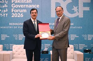 Federal Minister for Planning, Development & Special Initiatives, Prof. Ahsan Iqbal, addressing the concluding session of the two-day flagship event of the Ministry of Planning — "Pakistan Governance Forum 2026" at a local hotel