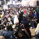 A large number of families during grant 'Sehri' on the holy fasting month of Ramzan ul Mubarak, free meal distribution by JDC Foundation Pakistan and Shamim Sheikhani Foundation Numaish Chowrangi