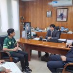 Consul General of Pakistan in Dubai, Hussain Muhammad, meets with Syed Abu Huraira Shah, a talented young Pakistani international Taekwondo athlete who has represented Pakistan at various competitions.