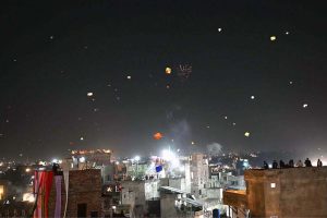A beautiful view of the sky filled with colorful kites during the three-day “Basant” festival in the City where citizens are flying kites, the festival is returning to the provincial capital after 20 years