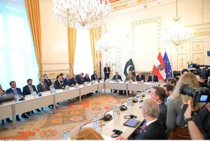 Prime Minister Muhammad Shehbaz Sharif and Austrian Chancellor Christian Stocker in a meeting with CEOs of renowned Pakistani and Austrian companies.