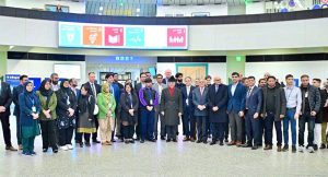 Prime Minister Muhammad Shebaz Sharif in a group photo with UNO Officials of Pakistani origin working in Vienna.