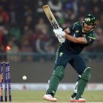 Australia's batter Matthew Renshaw bowled out by Shaheen Afridi during the third Twenty20 international cricket match between Pakistan and Australia at the Gaddafi Stadium