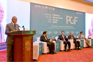 Federal Minister for the Board of Investment, Mr. Qaiser Ahmed Sheikh, addresses a session at the Pakistan Governance Forum organized by the Ministry of Planning, Development and Special Initiatives