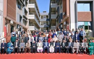 Governor Khyber Pakhtunkhwa, Faisal Karim Kundi addressing during ceremony at Pak Red Crescent Medical and Dental College