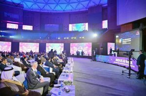 Prime Minister Muhammad Shehbaz Sharif addresses the inaugural ceremony of Al Indus Week being organized by Ministery of Information Technology