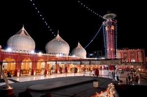 A view of the illuminated New Memon Masjid after the moon of the holy month of Ramazan sighted
