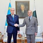 Prime Minister Muhammad Shehbaz Sharif and President of Kazakhstan Kassym-Jomart Tokayev signing the Joint Declaration on Strategic Partnership between Pakistan and Kazakhstan