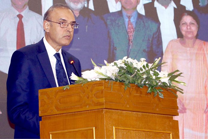 Governor State Bank of Pakistan (SBP), Mr. Jameel Ahmad, delivers keynote remarks during a condolence session organized in remembrance of former SBP Governor Dr. Shamshad Akhtar at the National Institute of Banking and Finance (NIBAF), Pakistan