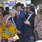 Federal Minister for Board of Investment Qaiser Ahmad Sheikh visiting free flood medical camp at Kot Meyana