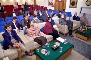 Federal Minister (PA&SS), Syed Imran Ahmed Shah, in a group photo with Member Science, Dr. Shakeel Abbas Rofi and other officials from PAEC, NORI and PBM at Atomic Energy Cancer Hospital (AECH), NORI