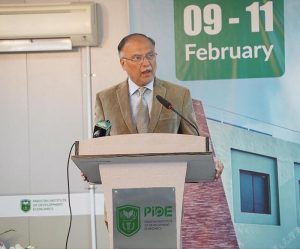 Federal Minister for Planning, Development and Special Initiatives Ahsan Iqbal, addressing the closing ceremony of the three-day Leadership Excellence Workshop organized by the Pakistan Institute of Development Economics (PIDE)