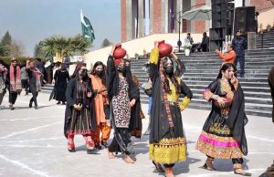 Speaker Punjab Assembly Malik Muhammad Ahmad Khan is talking to media persons during inauguration of Sports & Culture Festival 2026 at Superior University Faisalabad Campus.
