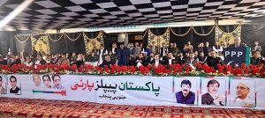 President Asif Ali Zardari addresses a public gathering at the residence of President PPP South Punjab Makhdoom Ahmed Mahmood