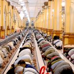Faithful offer Tarawih prayers at New Memon Masjid after sighting the moon of the holy month of Ramazan