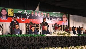 President Asif Ali Zardari addressing a public gathering at the residence of former Minister of State, Nawab Shehryar Ali Khan.