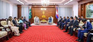 Chairman Senate Of Pakistan, Syed Yousuf Raza Gilani in a meeting with Samdech Maha Rathsapheathika Thipadei Khuon Sudary, President of the National Assembly of the Kingdom Of Cambodia.