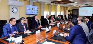 Federal Minister for Finance and Revenue, Senator Muhammad Aurangzeb, holding a meeting with a delegation of Gobi Partners led by Thomas Tsao, Chairman, at the Finance Division