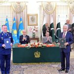 Prime Minister Muhammad Shehbaz Sharif and President of Kazakhstan Kassym-Jomart Tokayev witnessing the exchange of MOUs between Pakistan and Kazakhstan