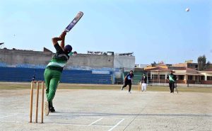 District Public Prosecutor Malik Amir Shahzad and District Sports Officer Madam Saima Manzoor present trophies to the winning team during the Different Games event.