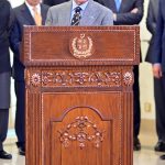 Prime Minister Muhammad Shehbaz Sharif addresses the joint Press Stakeout at Prime Minister’s House