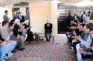 Prime Minister Muhammad Shehbaz Sharif offers Fateha for the martyrs of suicide attack on Imam Bargah Khadija-ul-Kubra